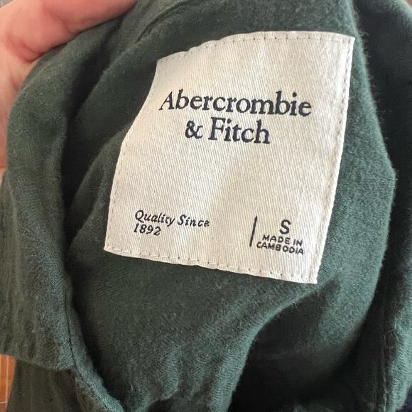 Abercrombie & Fitch A&F Green Flannel Button-Down Shirt Top S - Picture 6 of 6